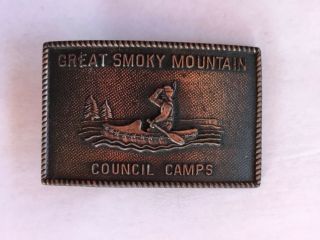 Great Smoky Mountain Council Camps Buck Toms Bronze Belt Buckle Only 1 I’ve Seen