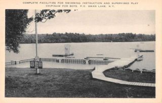 Swan Lake York Camp Chipinaw For Boys Vintage Postcard Je229610
