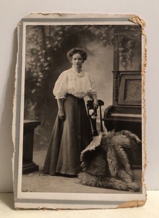 Antique Victorian Cabinet Photo Young Lady