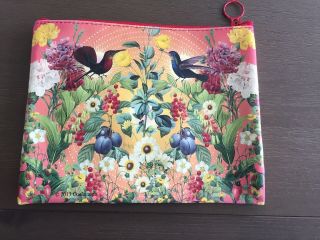 Coelacanth Zipper Pouch Case Hummingbirds And Plants 100 Recycled Material