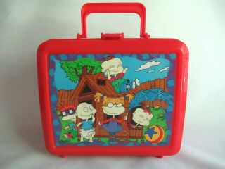 Vintage Rugrats Lunch Box With Thermos Red Plastic Aladdin Vgc
