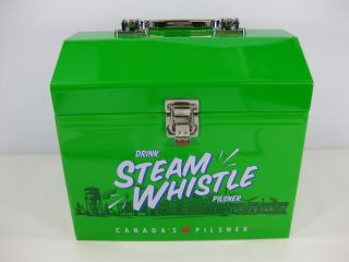 Steam Whistle Beer Retro Style Metal Construction Worker Tin Lunch Box Cpr Train