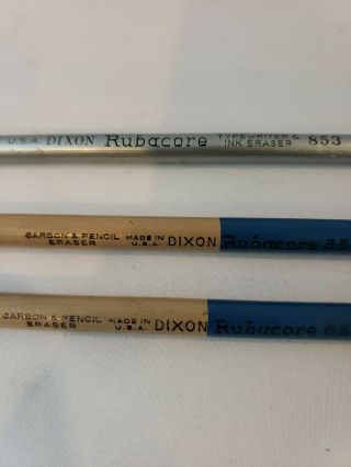 Vintage 2 Dixon Rubacore 854 Typewriter & Ink Eraser Pencils & 853 with Brush 2
