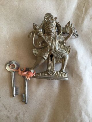 Vintage Antique Brass Padlock w keys Rare Collectible Adult Interest Ethnic 2