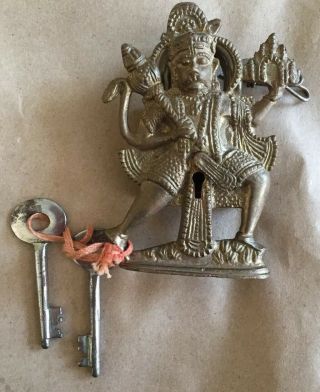 Vintage Antique Brass Padlock w keys Rare Collectible Adult Interest Ethnic 3