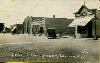 Rppc Rare Early 1900s Sheldon North Dakota Main Street Small Town Pop Today 120