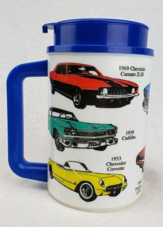 Vintage Thermo Hot/cold 22 Oz Muscle Cars Travel Mug Ford Chevy Pontiac Cadillac