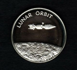 Apollo 13 Space Flown To The Moon Material Large Silver Coin - Lunar Orbit