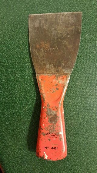 Vintage Warner No.  401 Red 3 " Scraper Metal Handle Made In Usa