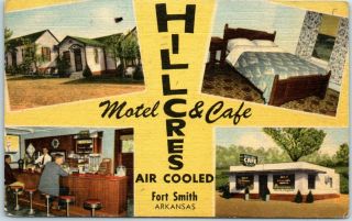 Fort Smith,  Arkansas Postcard Hillcres Motel & CafÉ Highway 71 Roadside 1948