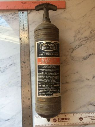 Vintage Antique Buffalo Brass Pump Fire Extinguisher 1 Qt W/out Bracket