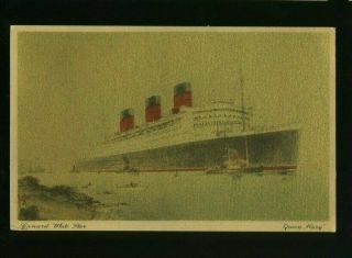 1939 Rms Queen Mary - Cunard White Star Line - Vintage Ship/oceanliner Postcard