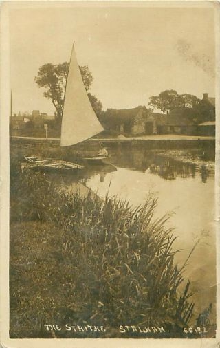 Rp Stalham Sailing Boat At Staithe Norfolk Broads Real Photo Posted 1921