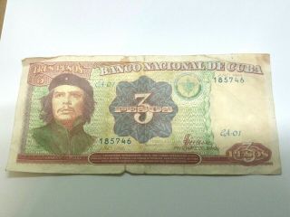Banco Nacional De Cuba Billete 3 Dolares 1995