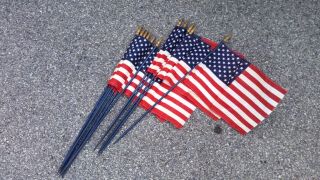 10 Vintage 32 " Long 48 Star American Parade Hand Held Flag Flags