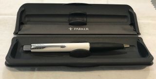 Rare Parker Frontier Ballpoint Pen White & Black In Case W/box Estate