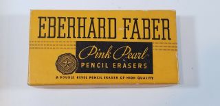 Vintage Eberhard Faber Pink Pearl Pencil Erasers Empty Box School Supplies