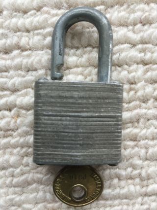 Vintage Master Lock Padlock No 7,  W/ Orig.  Brass Lion - Embossed Key