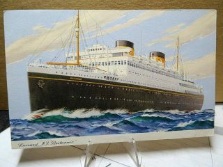 Vintage Postcard Cunard M V Britannic White Star Transatlantic Ocean Liner