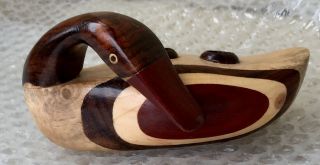 Wood Duck Pen Pencil Holder With Wood Inlay.  Holds Two Pens.  Approx 8“