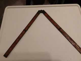 Vintage Wood Brass Folding Ruler Measuring Stick 6 " To 24 " Expanding Length