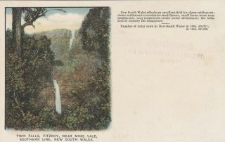 Vintage Postcard Nsw Government Tourist Bureau Twin Falls Lismore Back 1900s
