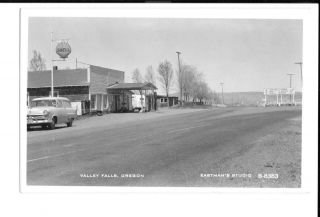 Rppc Real Photo Postcard Shell Gas Service Station Valley Falls Oregon Eastman