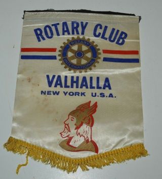 Vintage Mid Century Valhalla York Rotary International Club Banner Flag Rare
