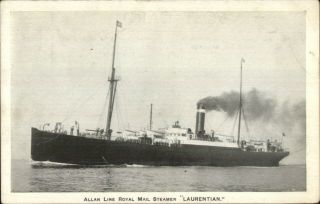 Allan Line Royal Mail Steamer Steamship Laurentian C1915 Postcard