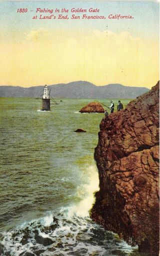 San Francisco California C1910 Postcard Fishing In The Golden Gate Land 