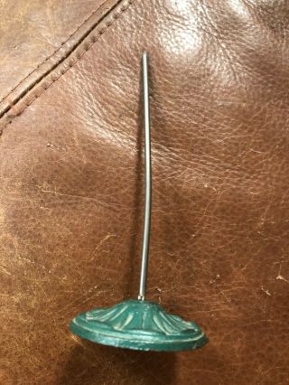 Vintage / Antique Cast Iron Spike Note Receipt Bill Holder With Green Base