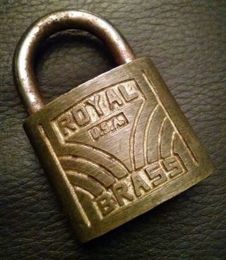 Vintage Antique Old Royal Brass Padlock Lock No Key 1 Made In Usa