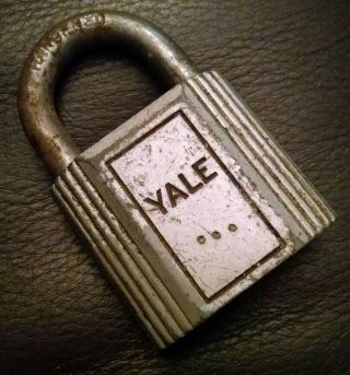 Unique Vintage Antique Yale Silver Metal Padlock Lock Missing Key Made In Usa