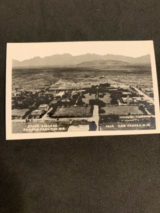 Vintage Rppc Aerial View State College Campus Las Cruces Mexico Postcard
