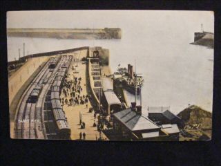 Vintage Barry Pier Railway Station Terminus Glamorgan Wales Postcard,  Steamship