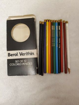 Berol Verithin Set Of 12 Colored Pencils 796 Vintage Made In Usa