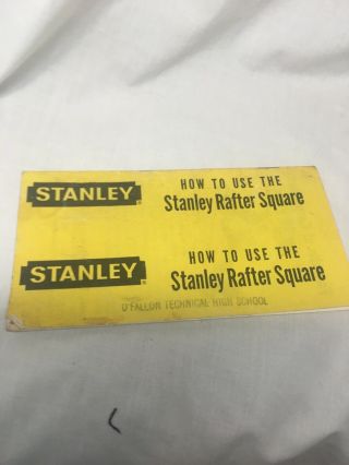 Rare 1959 Vintage How To Use The Stanley Rafter Square Booklet Reference Tool