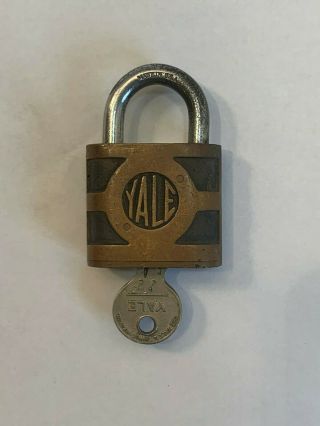 Vintage Yale Padlock W/keys Brass Lock Pad Lock Key 1