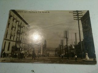 1909 Real Photo Postcard Liberty And Adams Street To River Peoria Illinois