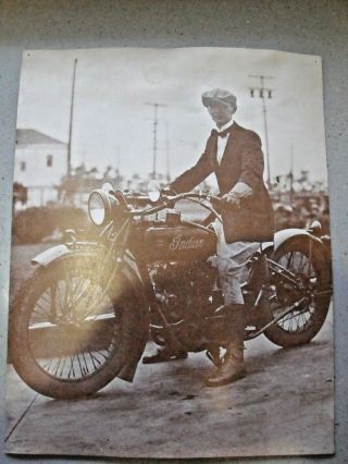 Old/ Vintage Black & White Photo Of An Indian Motorcycle