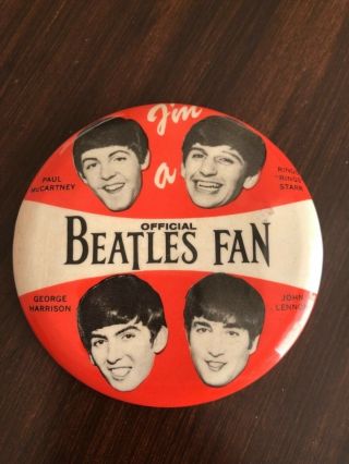 The Beatles Rare Vintage Official Fan Pinback Button - I’m A Official Beatles Fan