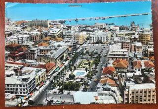 Lebanon Beirut Areal View Downtown 1959 Vintage Postcard With Stamp