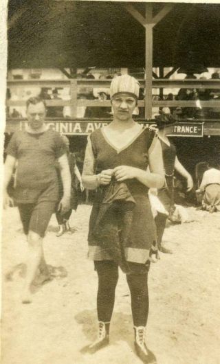 Aa181 Vtg Photo Swim Suit Woman,  Virginia Ave,  Long Beach Ca C 1919