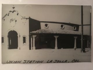 La Jolla California Union Rr Station Railroad Depot B&w Real Photo Postcard Rppc