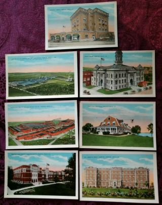 7 Vintage Pontiac Michigan Postcards