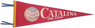 Vintage 50s Felt Souvenir Pennant Catalina Island California Santa Avalon Casino