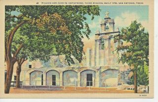 Postcard - Tx - Texas San Antonio Mission San Juan De Capistrano Unposted Linen