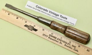 Vintage 9 1/2 " Tobrin Fluted Wood Handle Flat Tip Screwdriver Tool / $5 To Ship