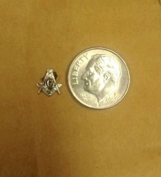 Vintage 14k White Gold Masonic Freemason Tie Tack Lapel Pin 5