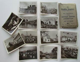British Empire Exhibition Set Of 12 Wembley Shapshots Antique Photos W/ Folder
